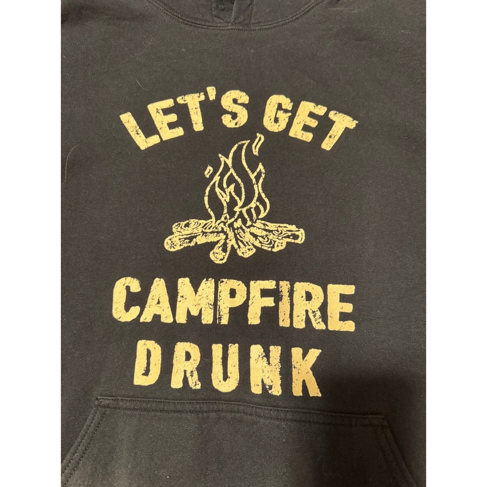 Gildan Heavy Blend Lets Get Campfire Drunk Graphic Hoodie Black XL